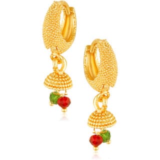 Filigree work  Hoop Earring Clip on fancy artificial stone drop Bali Earring for Women and Girls