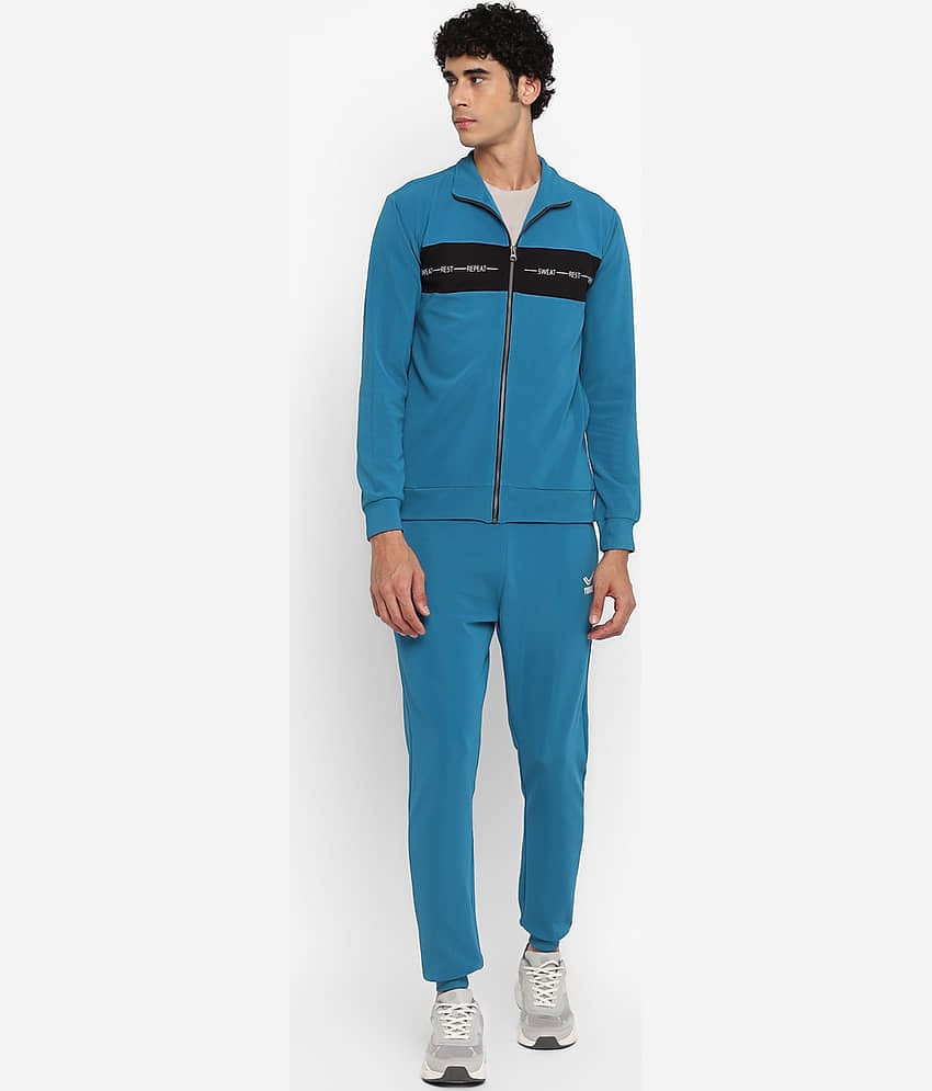 YUUKI - Sky Blue Polyester Regular Fit Colorblock Men's Sports Tracksuit ( Pack of 1 )