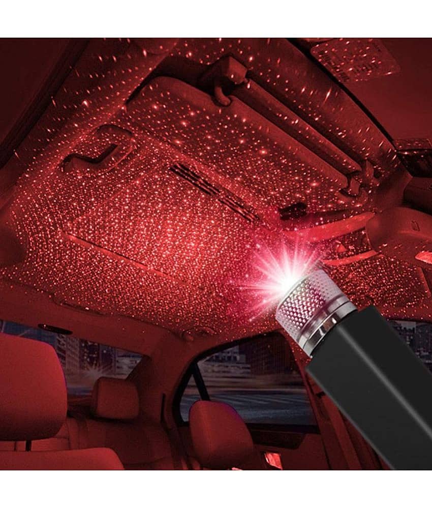GEEO USB Projector Night Light, Car Roof Lights, Portable Adjustable Romantic Interior Car Lights, Portable USB Night Light Decorations for Car, Ceiling, Bedroom (Red)