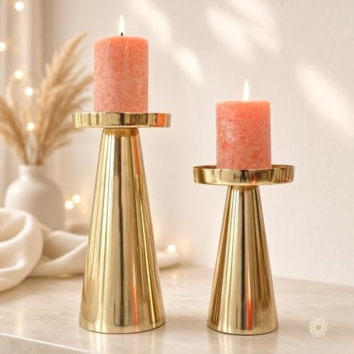 Metal Pillar Candle Holders with Gift Box