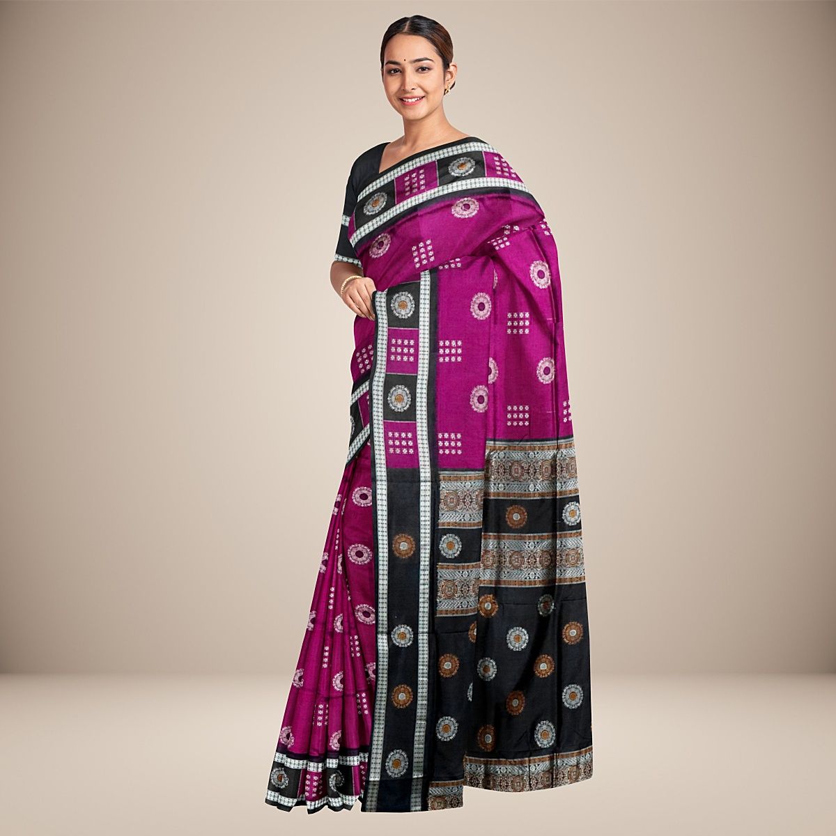Floral Motif Bomkai Silk Saree