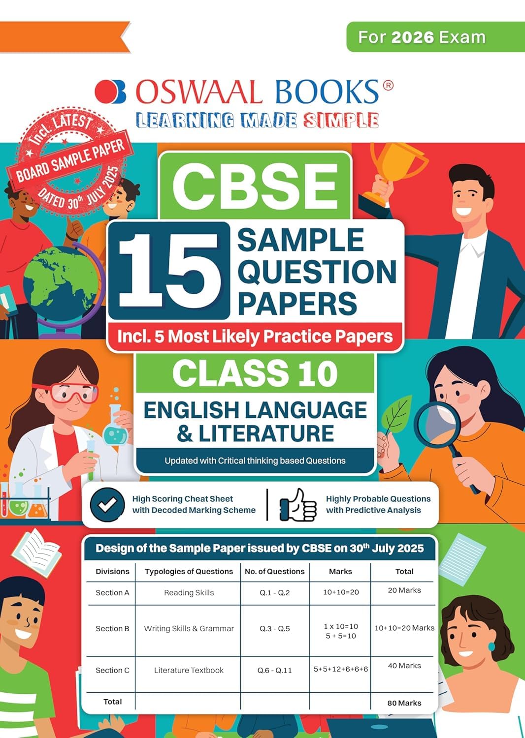 Oswaal CBSE 15 Sample question Paper English Language And Literature Class 10 for 2026 Exams updated with critical thinking based [Paperback] oswaal