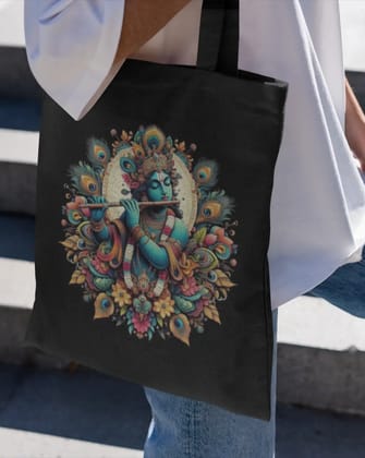 Krishna Art Canvas Tote Bag