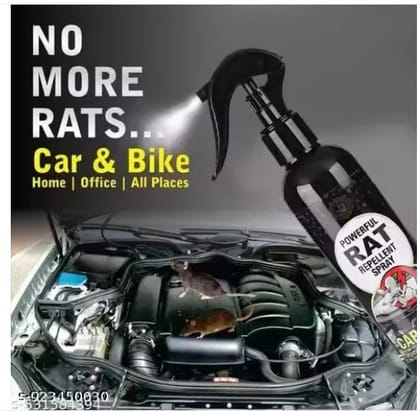 Powerful Rat Repellent Spray for Car and Bike, Black Bottle, 1-Pack, Rodent Control Solution, Home Office and Vehicle Protection (200 ml)