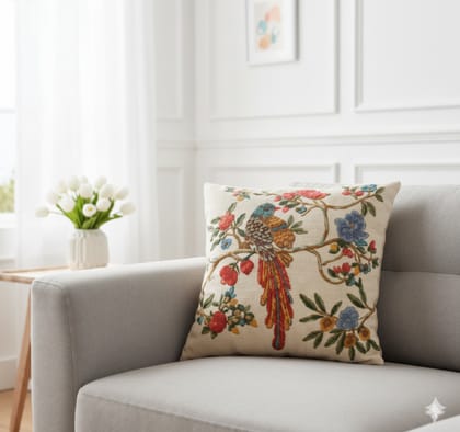 Nature Craaft Hand Embroidered Cotton Cushion Cover Pack of 2