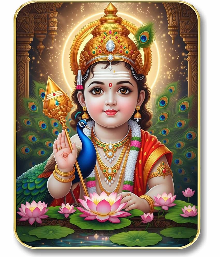 Livin'luxe Lord Murugan Kartikeya MDF Wall Art with Table Top Stand & Wall Hanging Hole