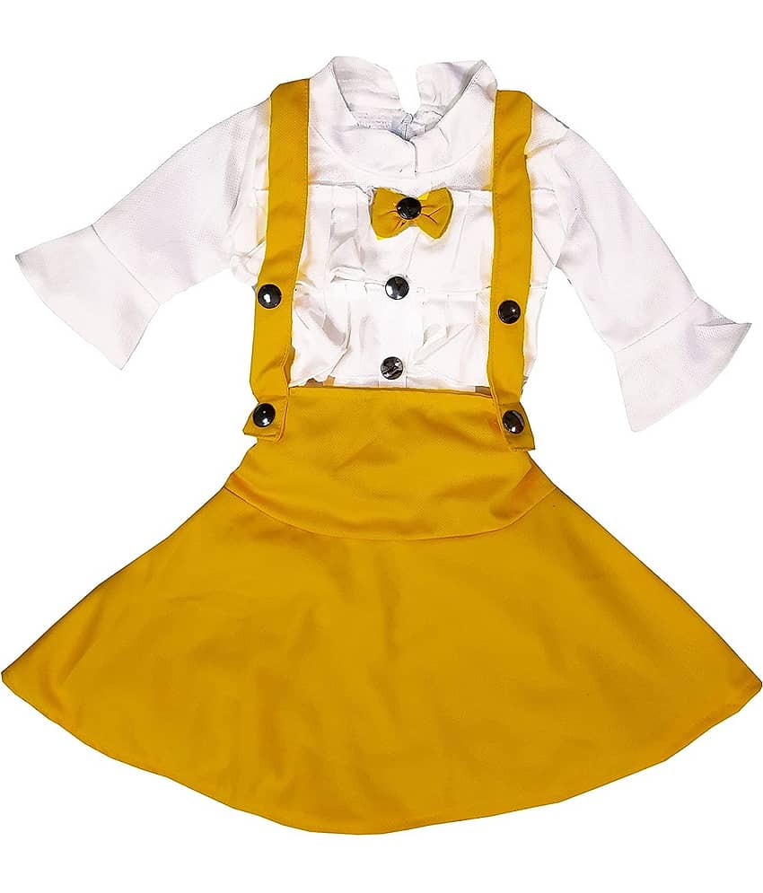 LITTLE PANDA Baby Girls Polyester Dungaree Sets ( Yellow )