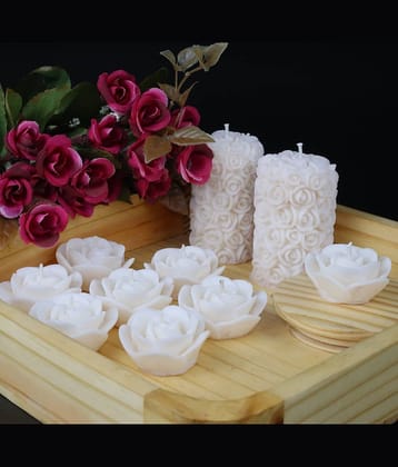 Shraddha Creation White Vanilla Pillar Candle 7 cm ( Pack of 10 )