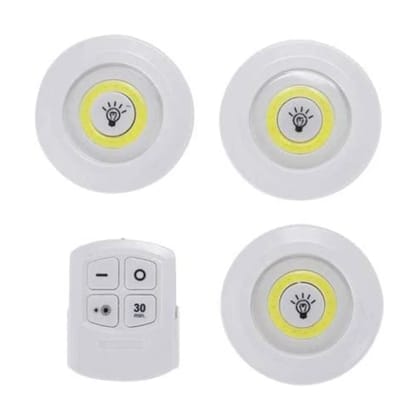 Wireless Smart LED Under Cabinet Lights (Pack of 3) Battery Powered Night Lamps with Remote Control for Kitchen, Wardrobe, Cupboard, Stairs  Best Gift for Home Lighting.