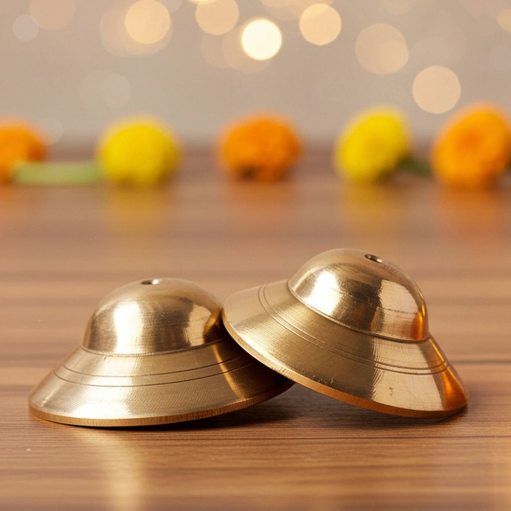 Brass Manjira With Brass Finish (ZMAS416 D)