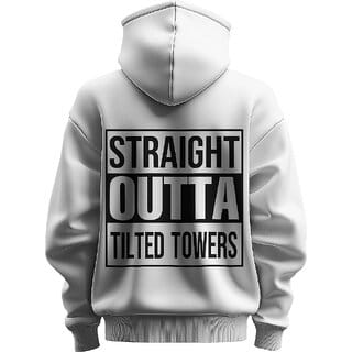BULL CLOTHING Straight Outta Tilted Towers White Hoodie Premium 280 GSM Fleece Comfortable Casual Wear Sweatshirt (L)