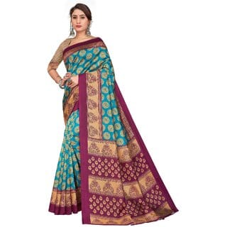 SVB Sarees Womens Green Colour Art Silk Saree With Blouse