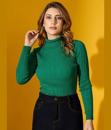 98 Degree North Women Cotton High Neck Pullover ( Green )