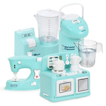 Kids Pretend Play Kitchen Appliance Set – Mini Mixer ,Mini Water Dispenser, Kitchen Mini Oven , Sewing Machine , Family...