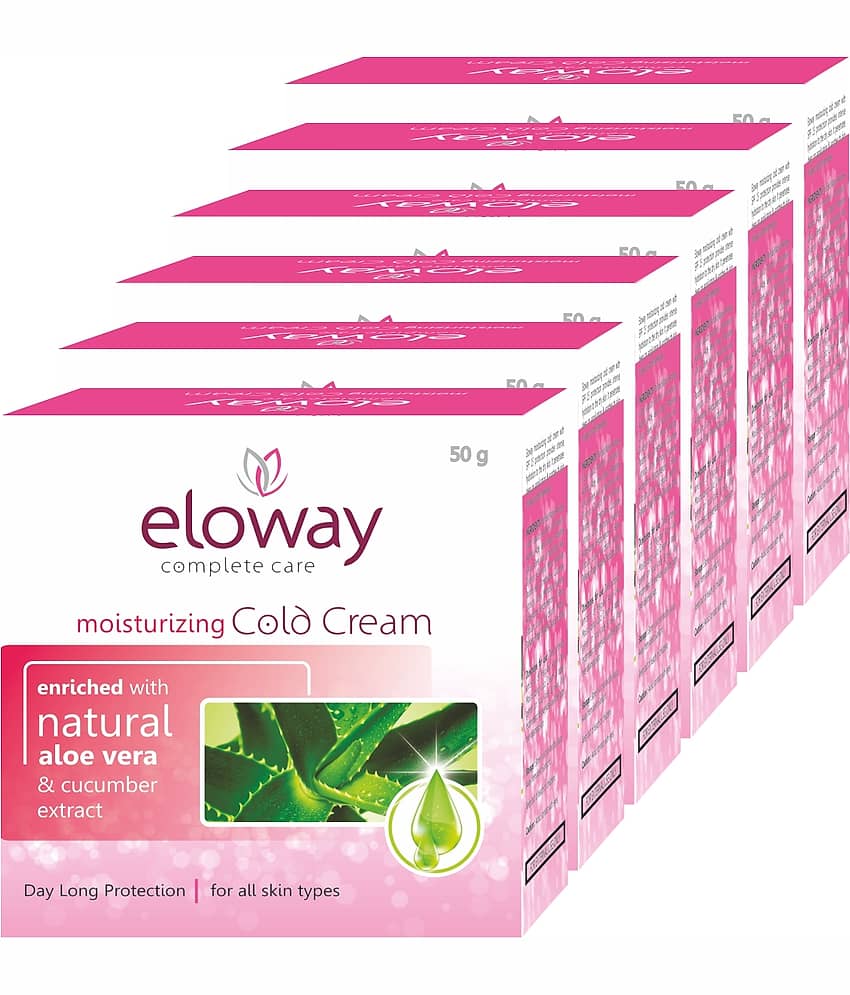 Eloway Moisturizing Cold Cream SPF-15, all day long Hydrating Skincare, Pack of 6 (50g Each)