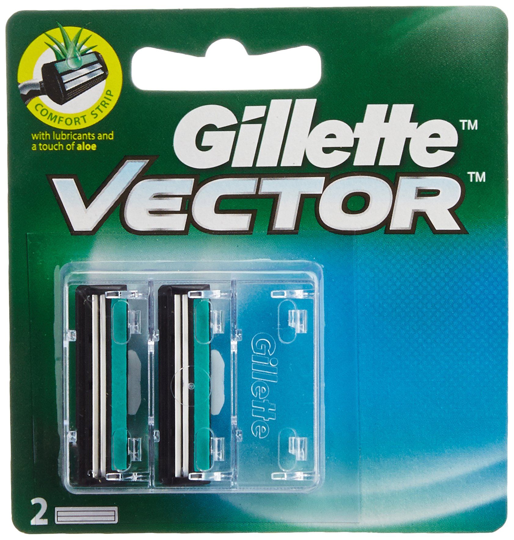 Gillette Vector 2- Bladed Cartridges With Lubrcating Strip 1 PIECE