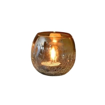 RUPIKA | Set of 6 Yellow Crackle Glass Tealight Votive Candle Holders | Decorative Candle Cups for Home D�cor, Gifts & Festive Lighting