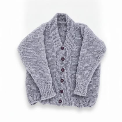 Women's Grey Textured Knit Button-Down Cardigan