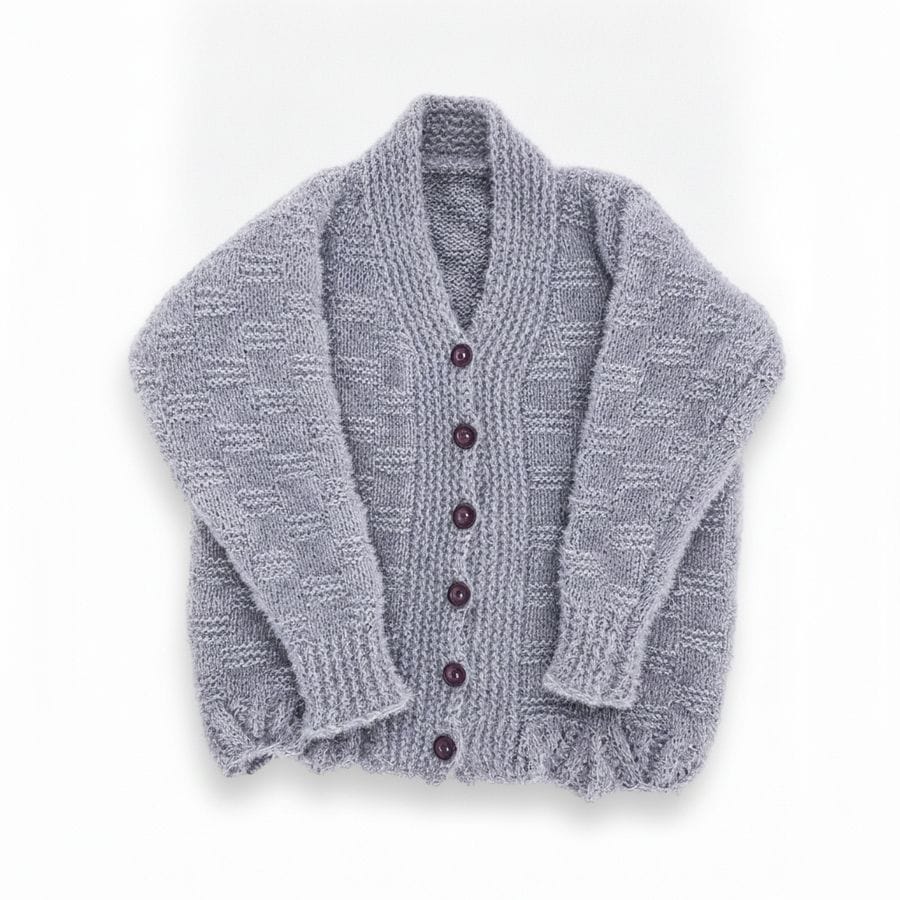 Women's Grey Textured Knit Button-Down Cardigan