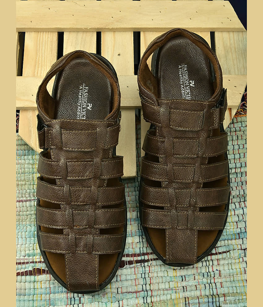 Fashion Victim Brown Faux Leather Sandals