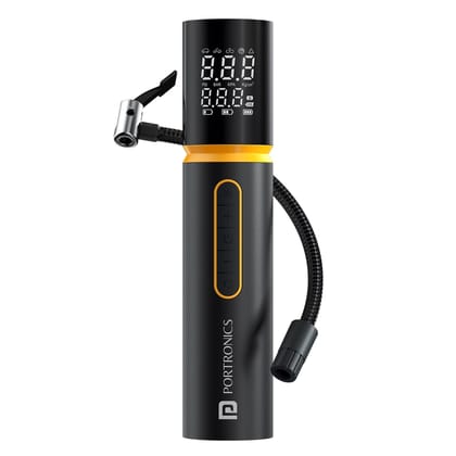 Portronics Vayu 5.0 Rechargeable Tyre Inflator with Fast Inflation, Preset Modes, Digital Display, Flashlight Torch, Auto Shut-Off, Air Pump Compressor for Car & Bike