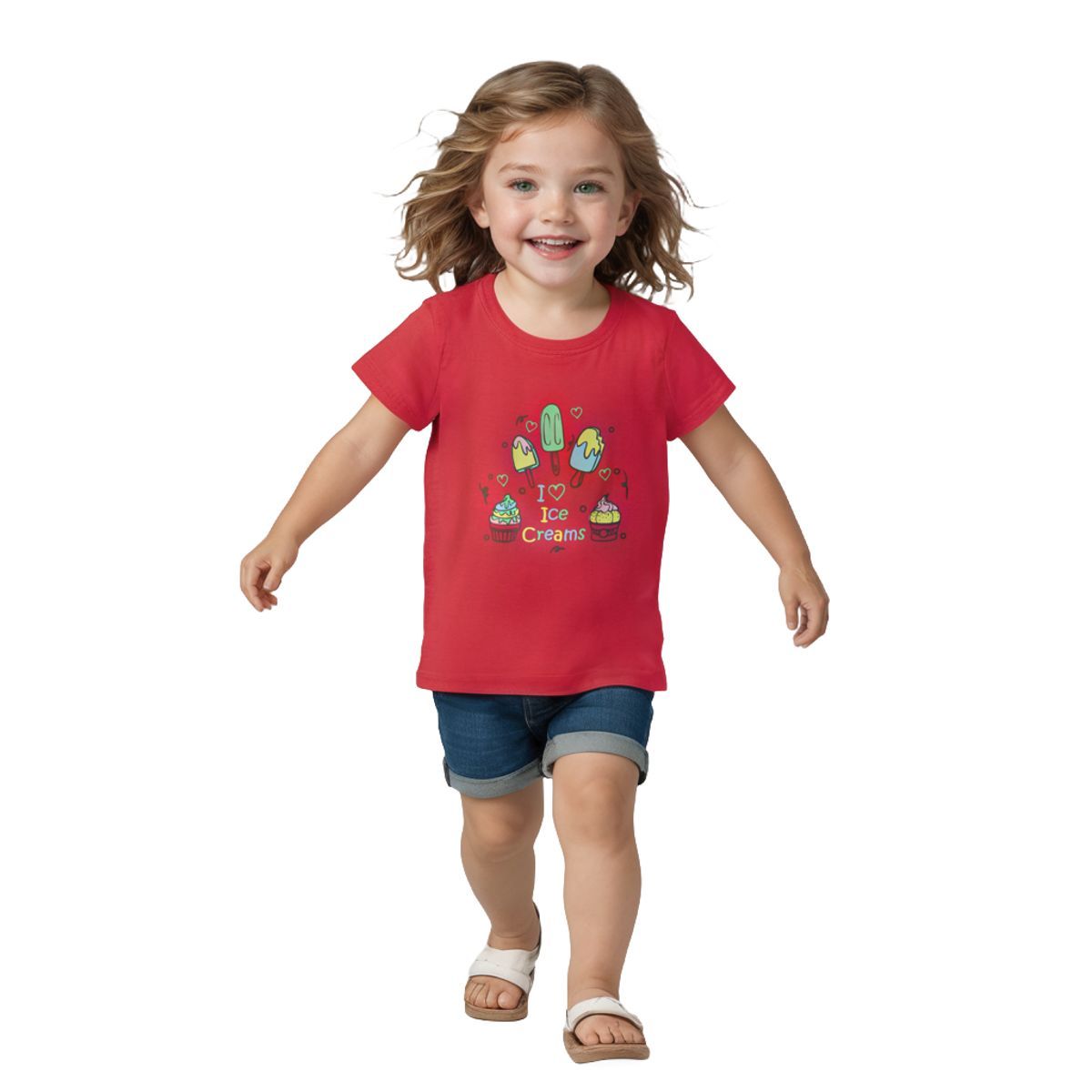 Girls T shirt Cotton Bright Rose Pink Love Ice Creams