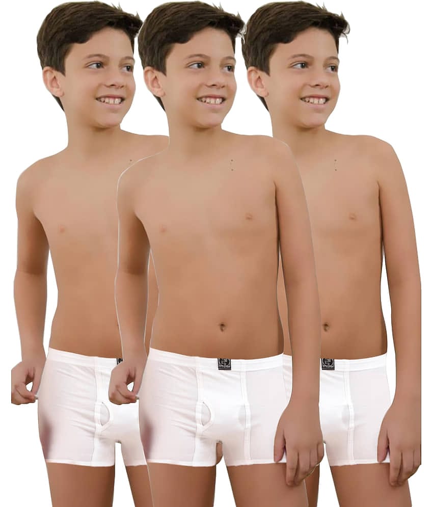 Inner Element Pack of 3 Boys Cotton Trunks ( White )
