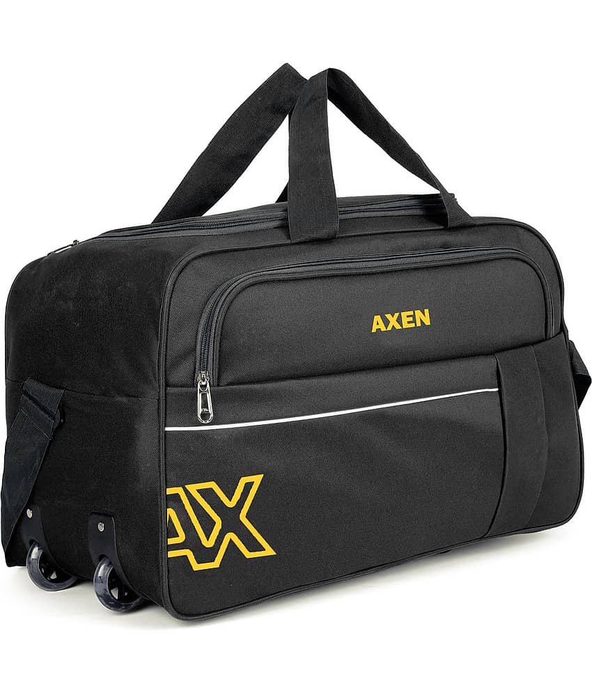 AXEN BAGS 75 Ltrs BLACK Polyester Duffle Trolley