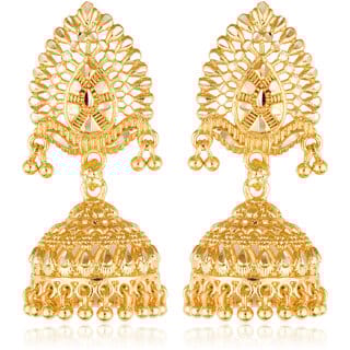 South Screw back alloy Gold plated Jhumki, Jhumka, Jhumkas Earring for Women and Girls[VFJ1487ERG]