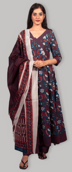 Rekha fashion_exclusive deep-green Cotton wear printed kurti set with dupatta