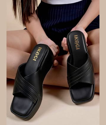 IKAGI Black Women's Slip On Heels