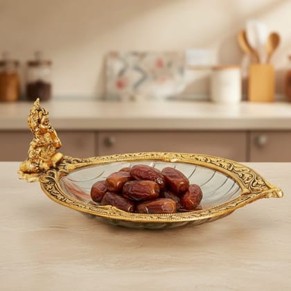 Aluminium With Glass Showpiece Laddu Gopal Plate Statue (ASMAS178 G)