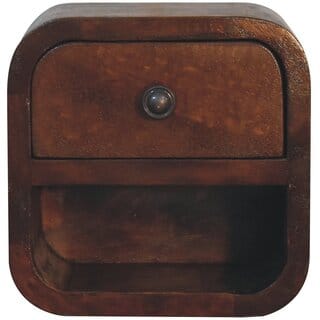 Extra Mini Curved Chestnut Bedside with Open Slot