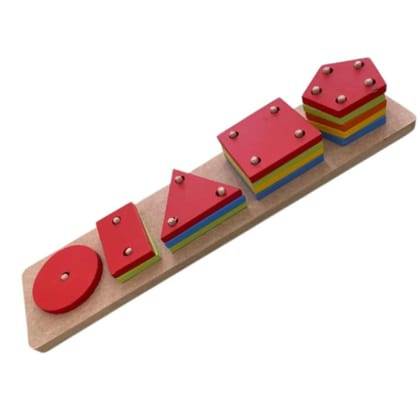 ZUVOY Sort & Learn Montessori Wooden Shape Sorting & Stacking Toy | Geometric Puzzle & Color Recognition Game for Toddlers | Fine Motor Skills & Early Learning Toy for Kids (3+ Years)