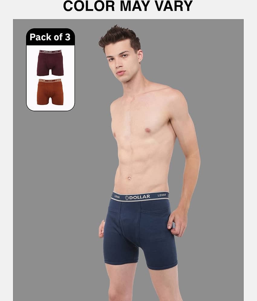 Dollar Lehar Mens Combed Cotton Trunk - Pack of 3 - (Colour May Vary)