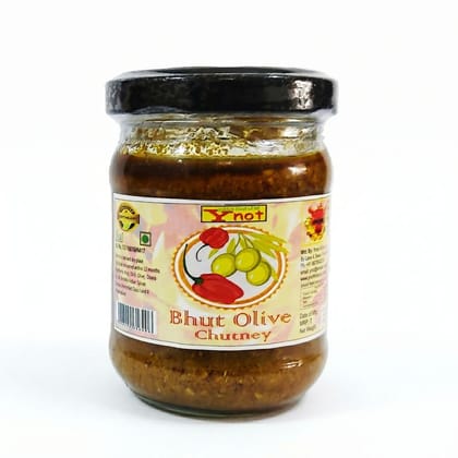 Y Not Bhut Olive Chutney - 100 gm - One glass jar