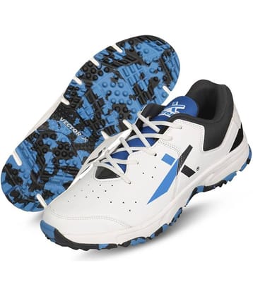 Vector X CKT-500 Cricket Shoes for Men (White-Black-Blue)