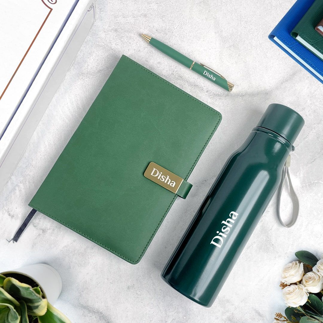 3-in-1 Personalized Gift Set - Bottle, Diary & Pen Combo
