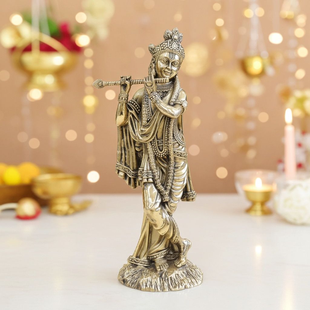 Brass Krishna Idol for Puja, Vastu & Decor, Height : 12 Inch (BSMAS1806 I)