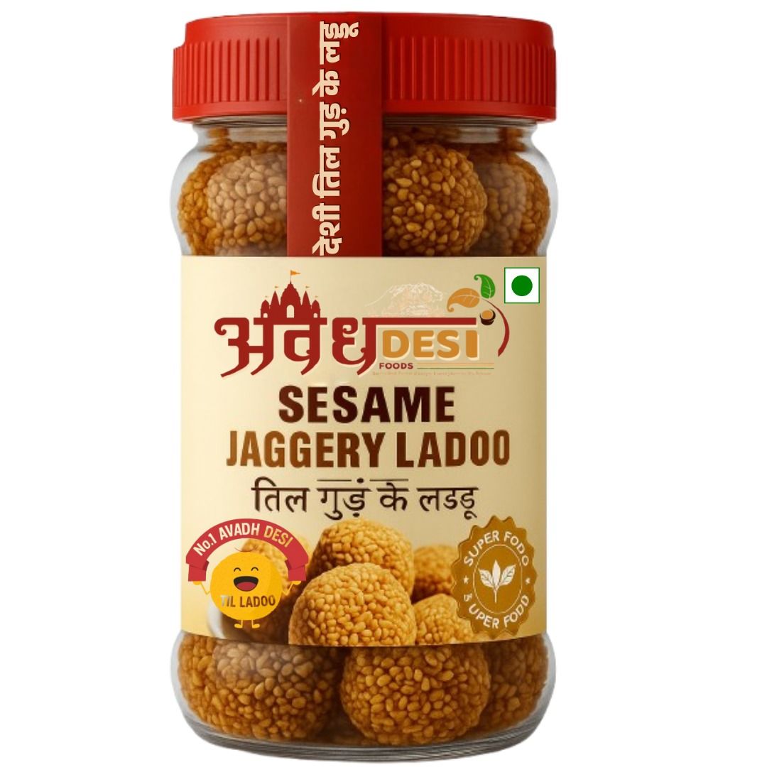 AVADH DESI FOODS – Village Style Til Ladoo | Pure Sesame & Jaggery - Winter Sweet Makarshankranti Special | Natural & Preservative Free | White Till
