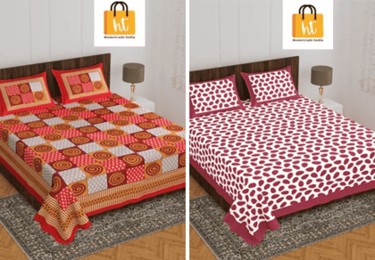 2201-Hometrade India- Standard Double Size (90*100 in )-Combo Double Bedsheet