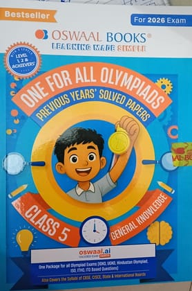 Oswaal One For All Olympiads Previous year Paper Solved Paper General Knowledge GK 2026 Exams ONE PACKAGE FOR ALL olympiads exams
