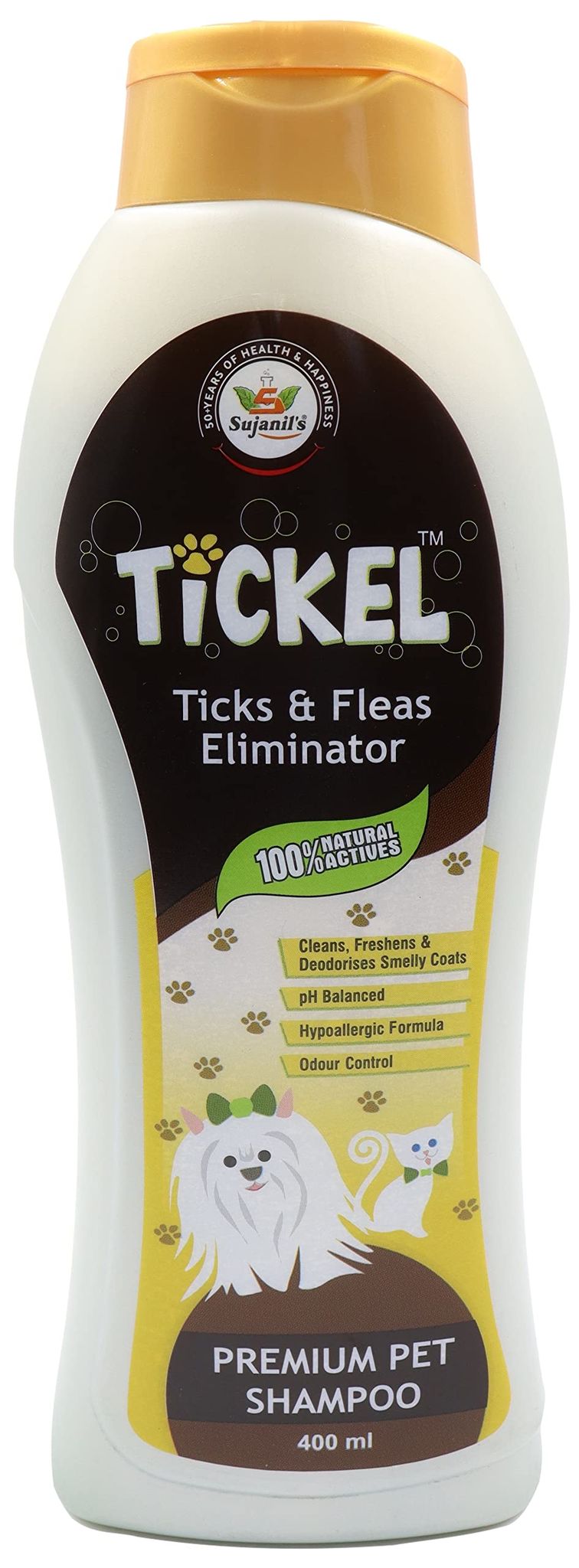 Tickel Tick And Fleas, Odour Eliminating Herbal Shampoo With Neem And Aloe Vera. Dogs Cats And Horses., 400 Milliliter