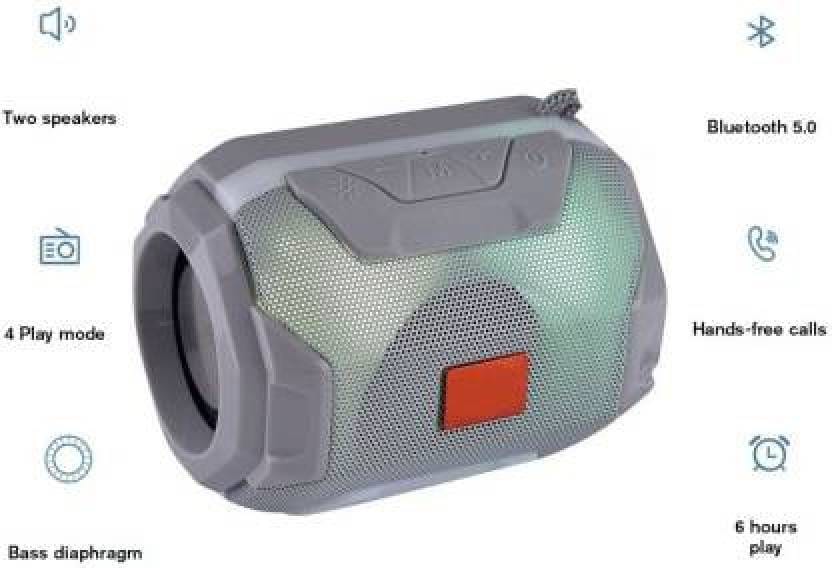 Portable Wireless Bluetooth Speaker, Waterproof Design with Handle (Gray)