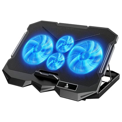 TAG GAMERZ Glacier 4 Fans Laptop Cooling Pad with Dual USB Port | 5 Adjustable Height Angles with LCD Display | Silent Cooling Pad with Under 21 dBA| Dual-USB-Port with LCD Display