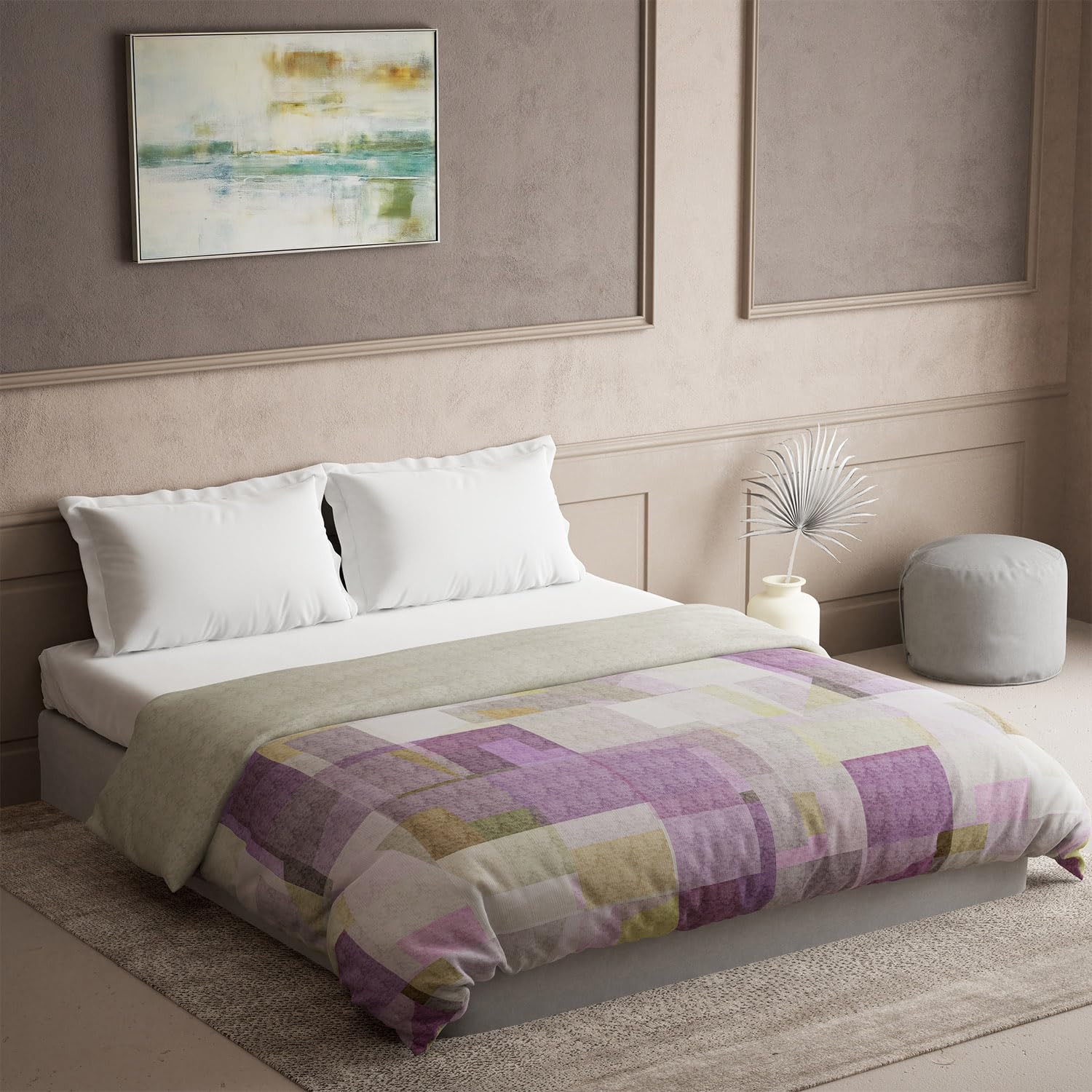 DDECOR - Primary Collection 100% Cotton Abstract Pattern 136TC King Quilt |229 CM X 274 CM| - Purple