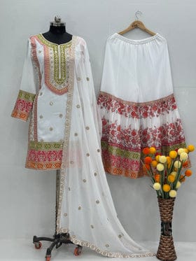 Designer Party Wear Top Plazzo And Beautiful Dupatta