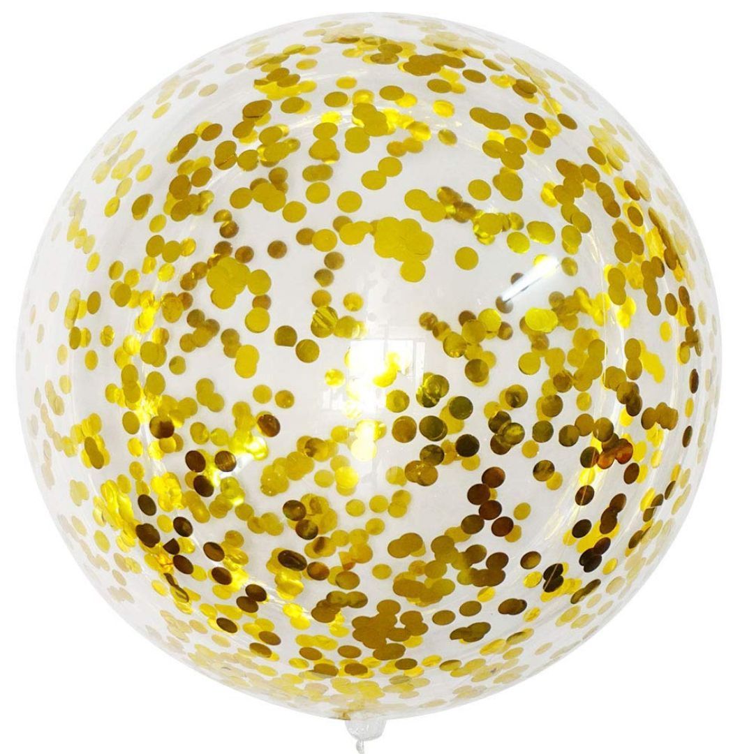 Wanna Party 5 Pieces 24 Inch Jumbo Bubble Confetti Bobo Balloons Including Gold Confetti for Wedding Birthday Anniversary Christmas Decorations(Gold)