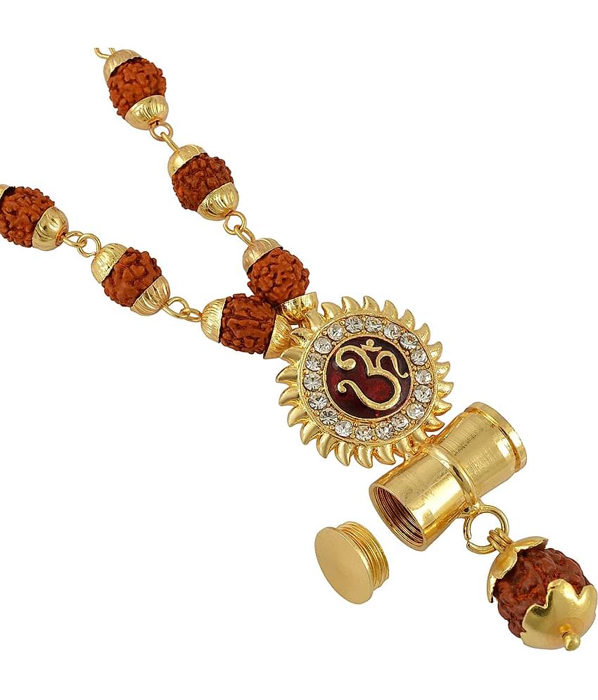 Om Panchmukhi Damru Rudraksh Pendant Necklace