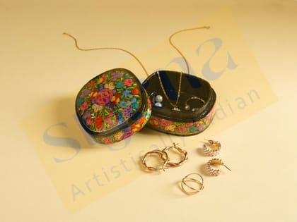 Srjana Hand Painted Paper Mache Floral Box Srjana Hand Painted Paper Mache Floral Box